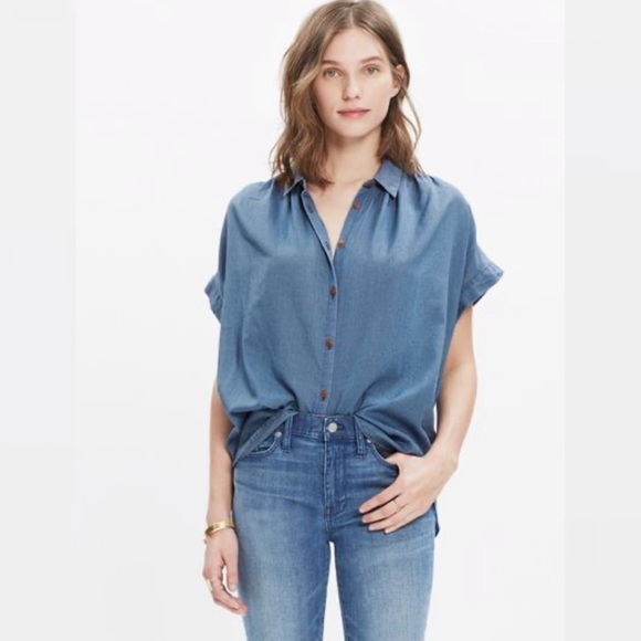 Madewell Central Shirt in Bright Indigo Size Small - Picture 1 of 8